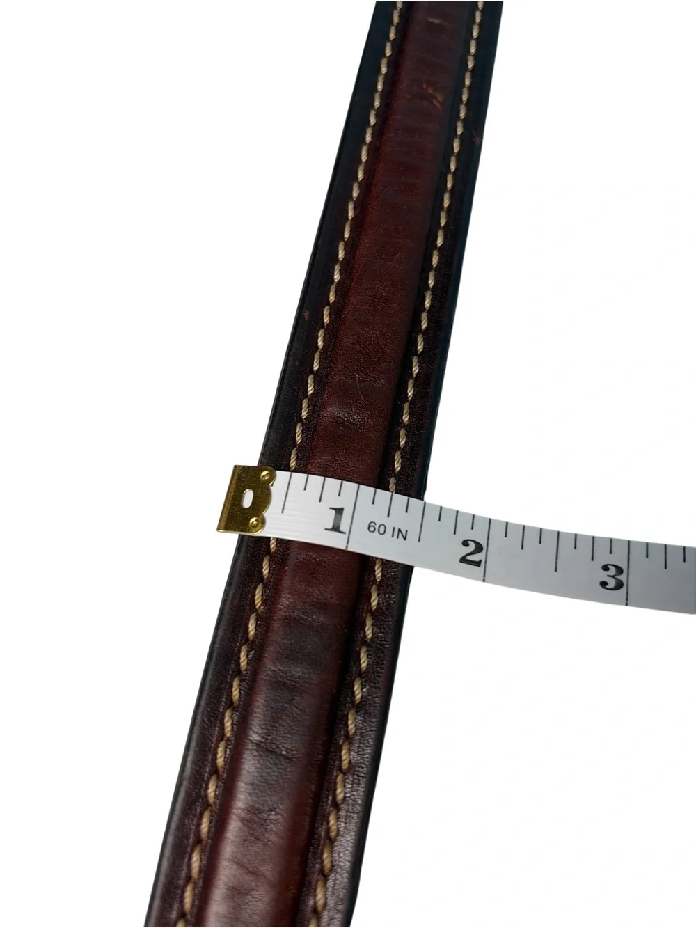 Vintage Leather Belt Brass Buckle Brown 80s 90s USA Western 38/95